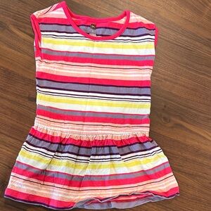 Colorful Striped Sleeveless Dropped waist Dress